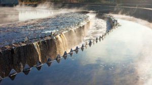 close up view of water treatment settler equipment