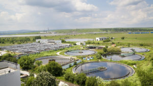 aerial view of water treament facility