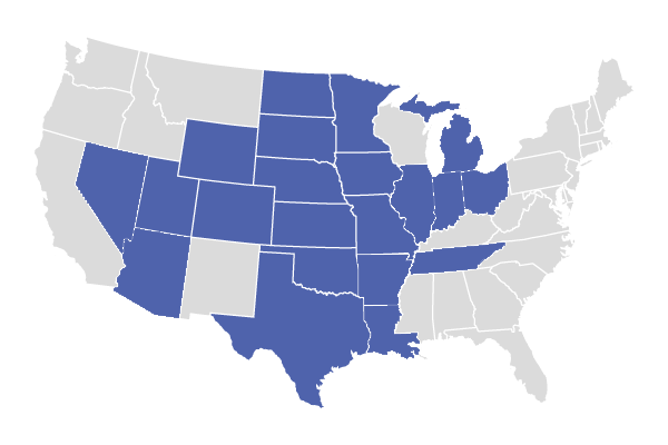 Water Engineering's service areas in the Midwest